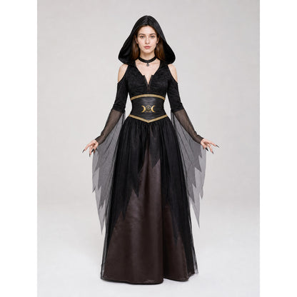 Gothic Halloween Costume with Dress and Belt