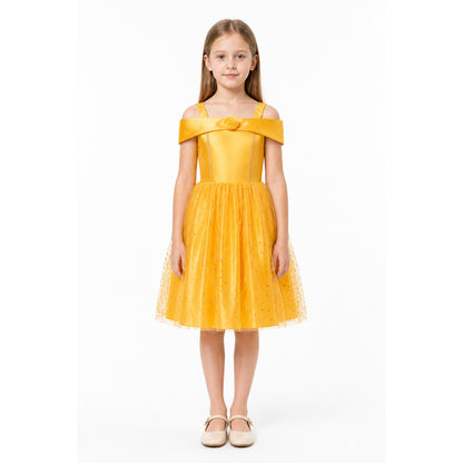 Yellow Sequin-and-Rose Fluffy Carnival Dress main product view