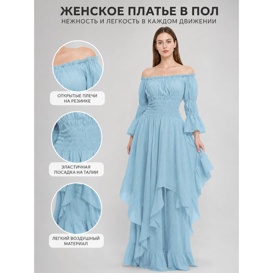 Off-the-Shoulder Dress with Long Sleeves