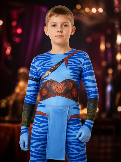 Avatar One-Piece Costume with Belt for Cosplay and Stage Performances on-model view