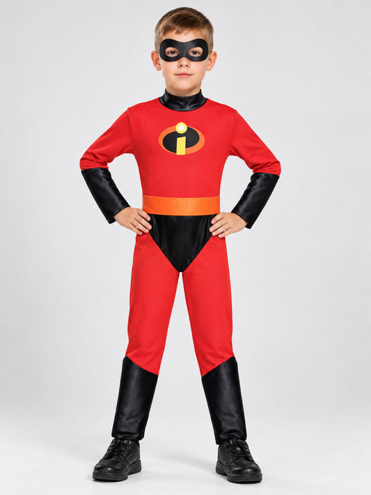 Kids' superhero carnival costume red with emblem