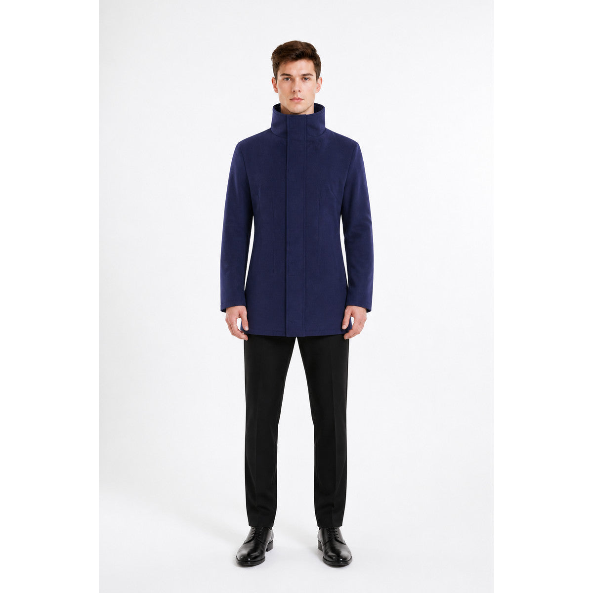 Anime Long Dark Navy Blazer with a High Collar main product view