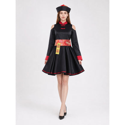 This costume dress is designed for striking theatrical-style looks and is on-model view