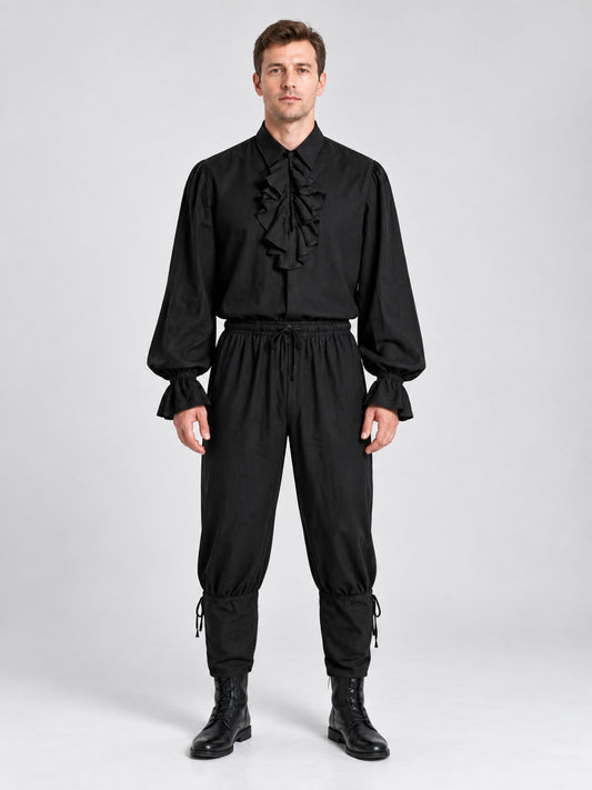 Medieval-style costume in black with ruffles