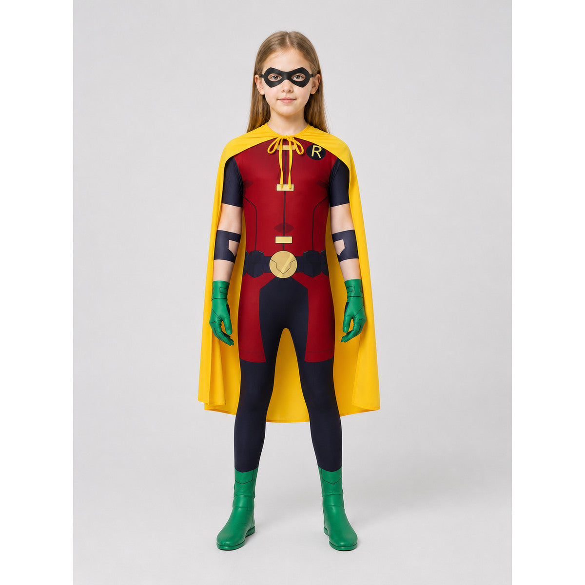 Robin Cosplay Jumpsuit with Cape and Mask