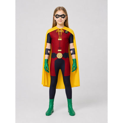 Robin Cosplay Jumpsuit with Cape and Mask
