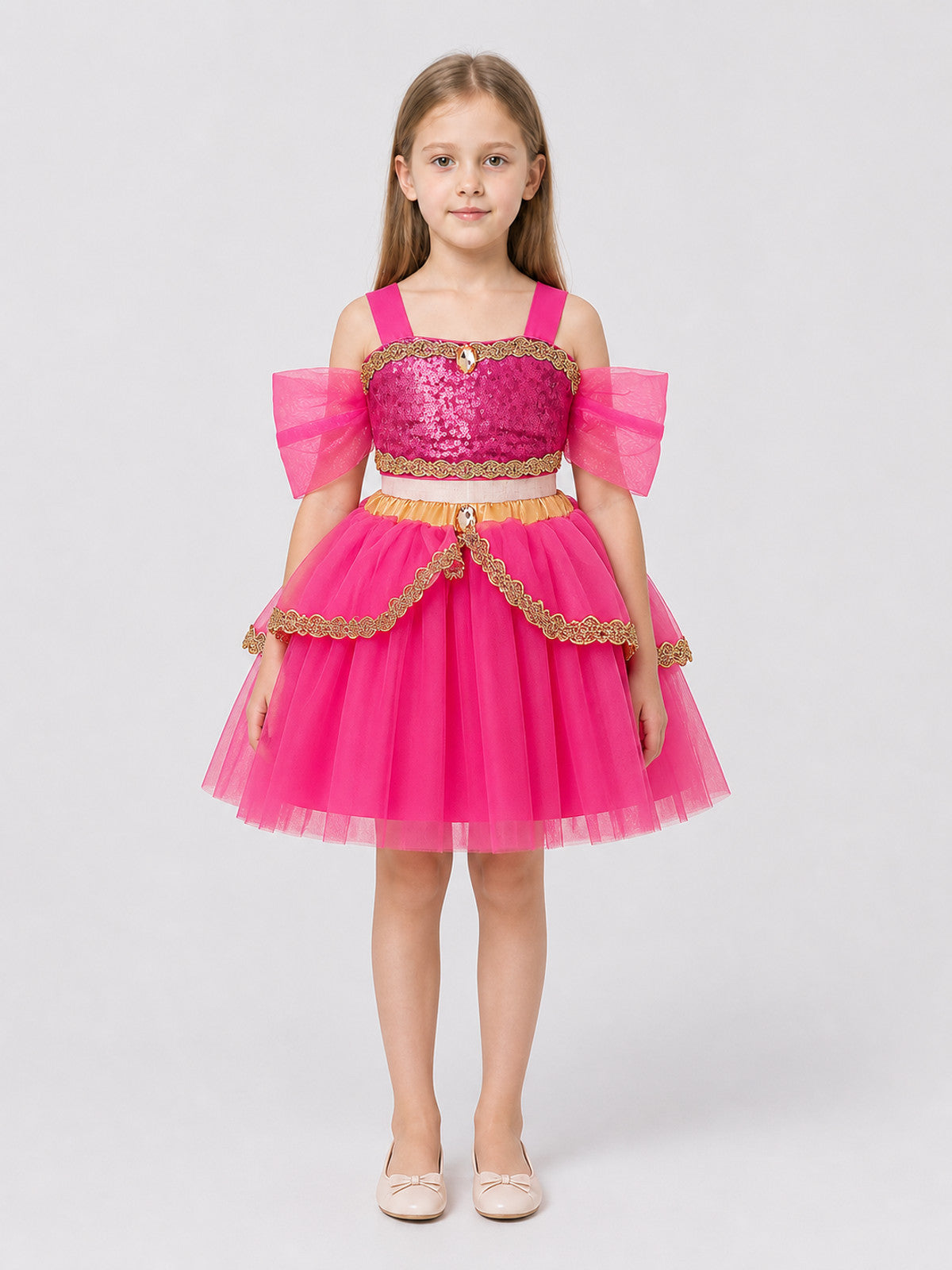 Jasmine Two-Piece Costume: Bodice, Full Skirt, and Belt on-model view