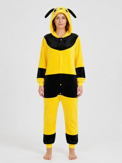 Flannel Animal Onesie Pajamas with Hood on-model view