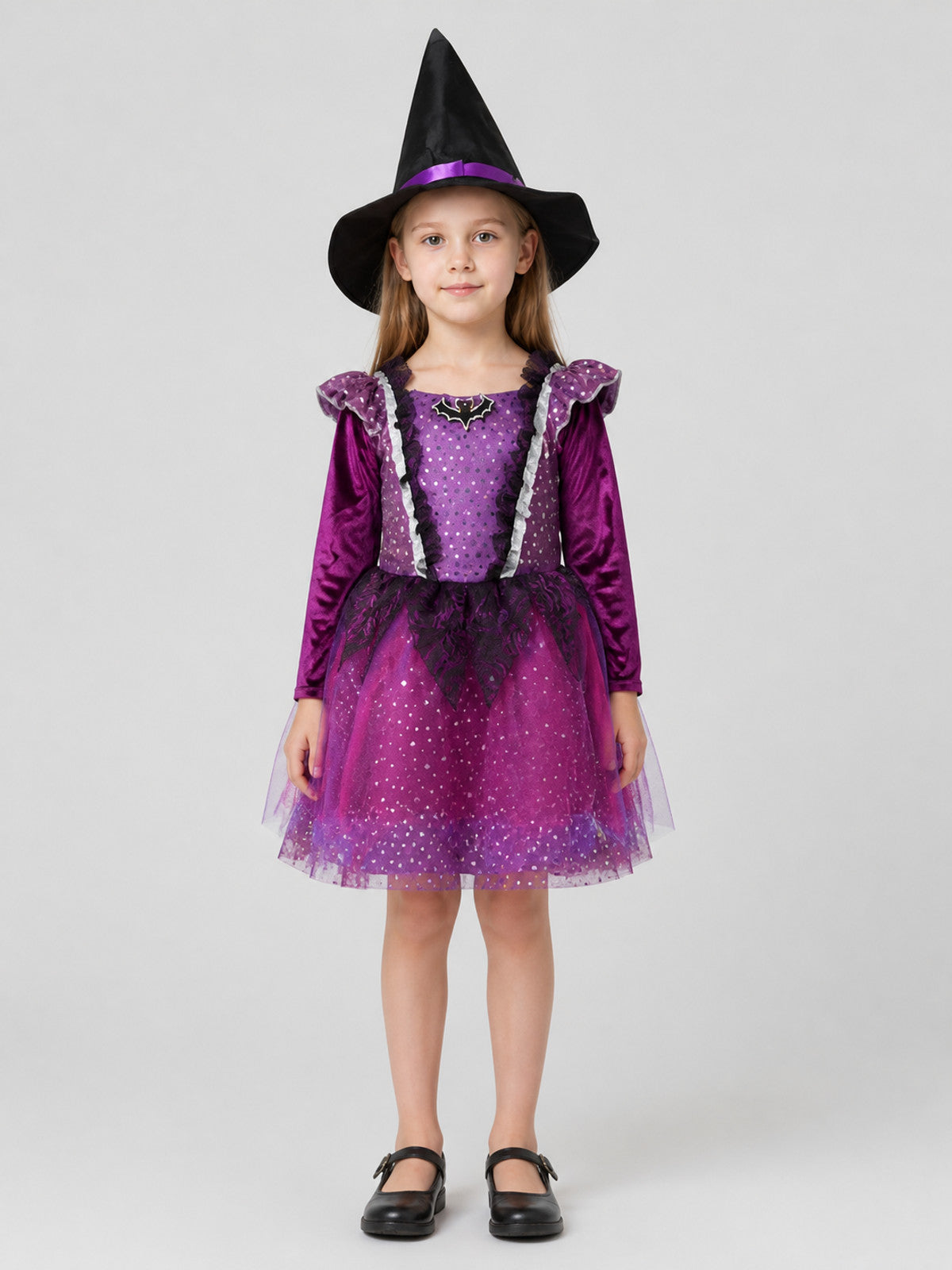 Halloween-Style Carnival Dress with a Tulle Skirt on-model view
