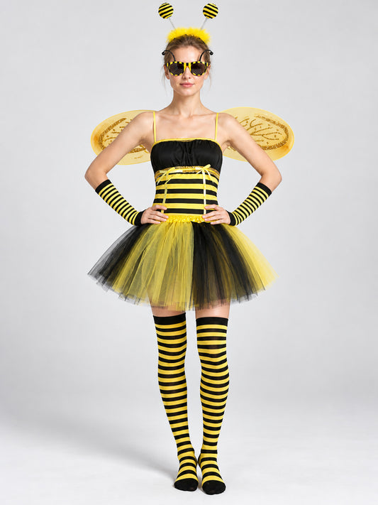 Bee Costume Set with Wings and Tutu Skirt on-model view