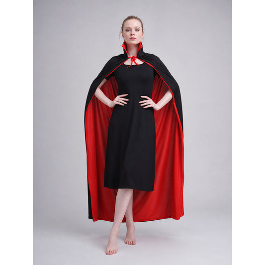 Black and red two-layer cape with collar