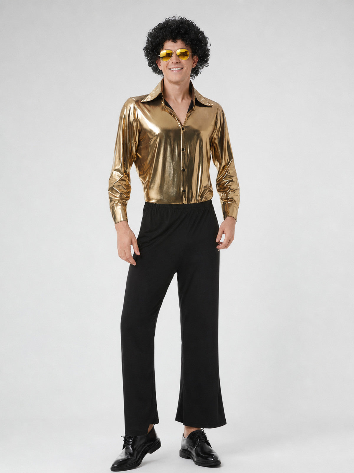 70s-Style Disco Costume: Shirt and Flared Pants on-model view