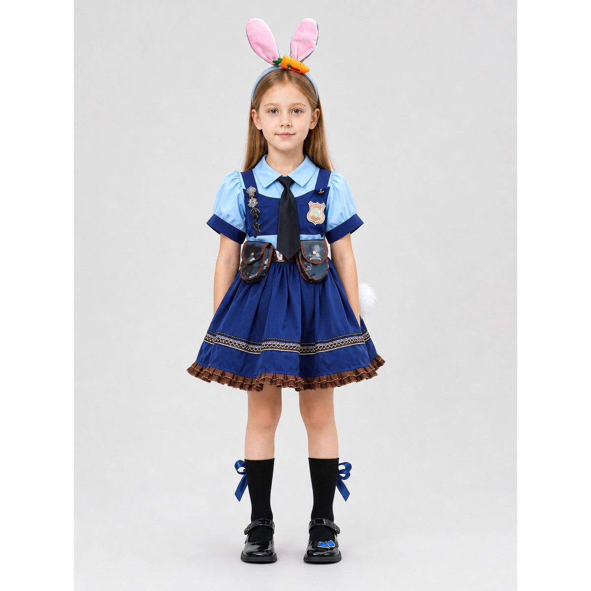 Children's Police Rabbit Skirt with Rabbit Ears and Tail