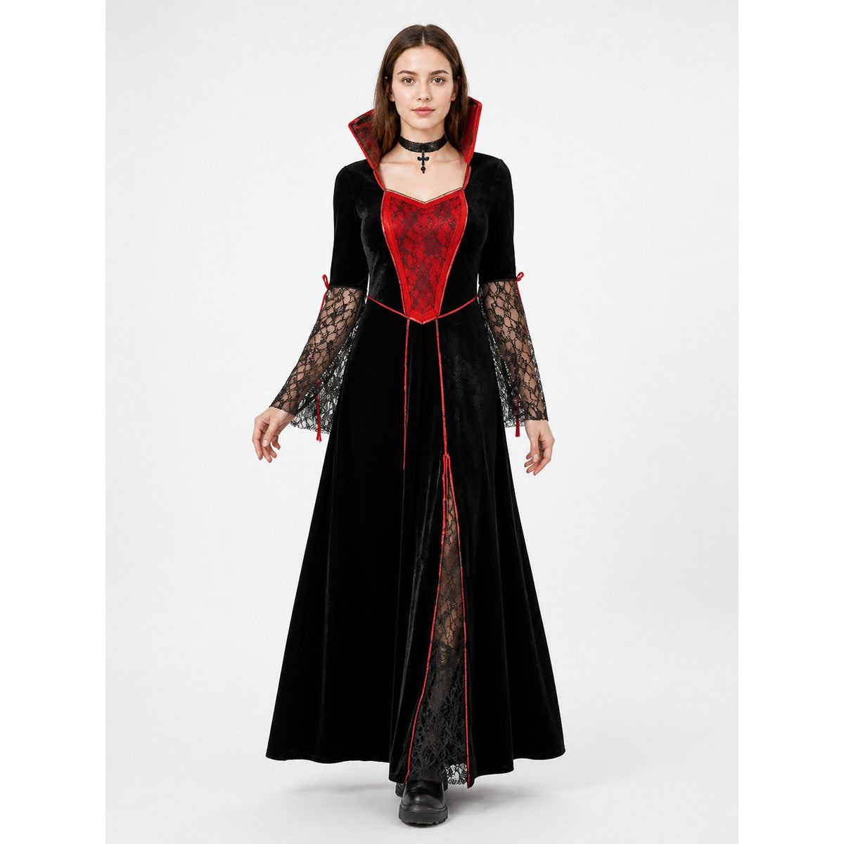 Vampire Costume with Red Trim for Halloween main product view