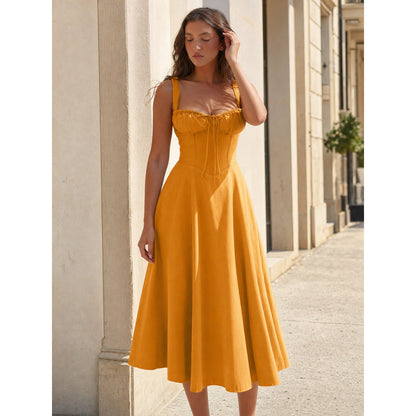 Women's Orange Thin-Strap Dress