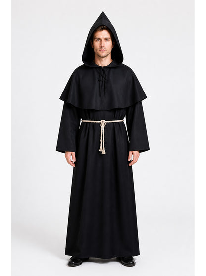 Black Robe with Pointed Hood and Belt for Cosplay main product view