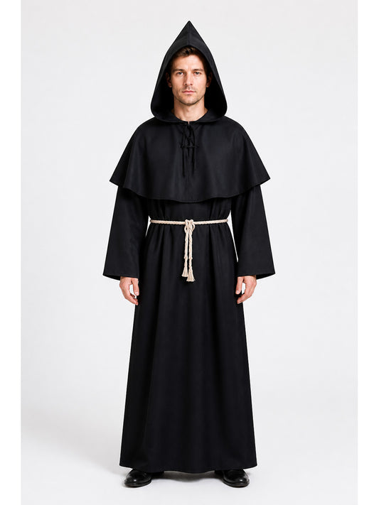 Black Robe with Pointed Hood and Belt for Cosplay main product view