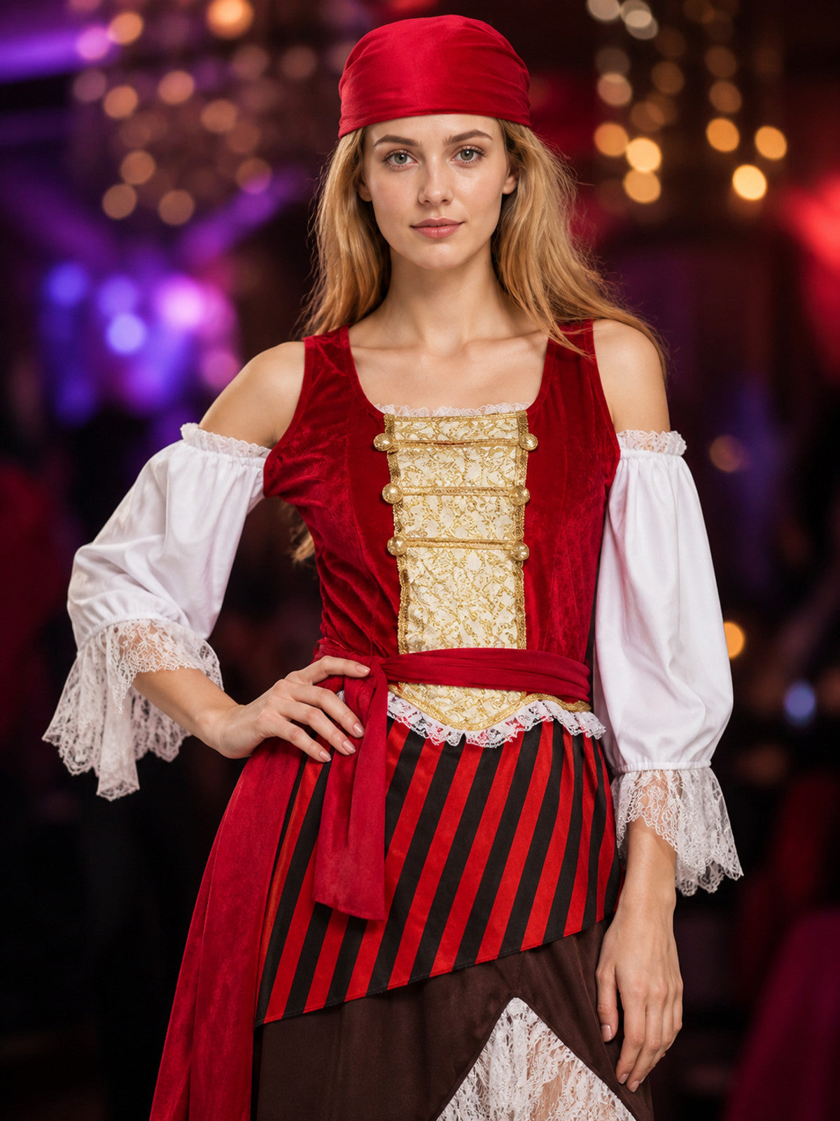 Halloween Pirate Costume in Jack Sparrow Style on-model view