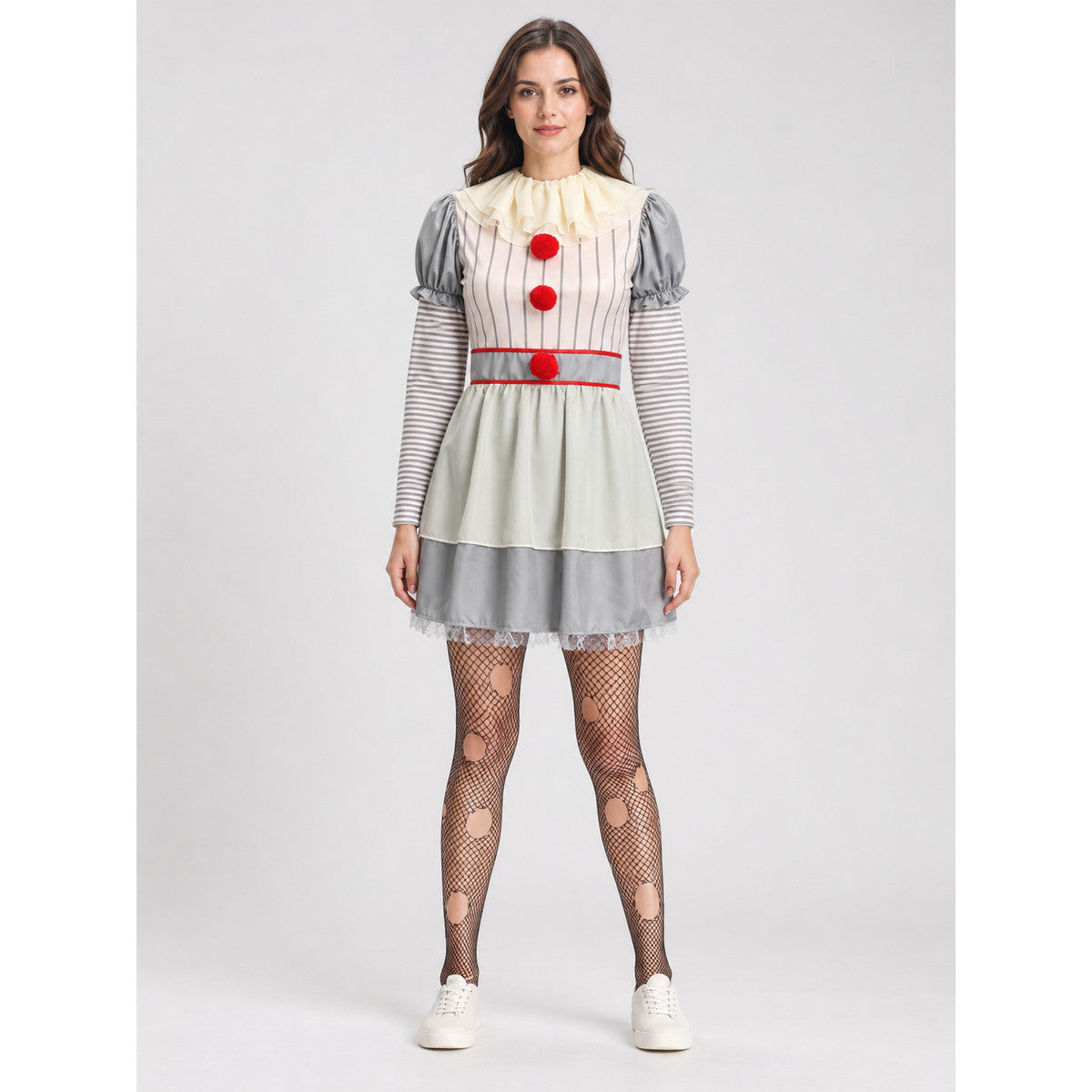 Clown Costume Dress for Halloween and Carnival on-model view