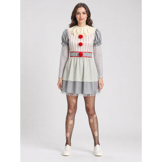 Clown Costume Dress for Halloween and Carnival on-model view