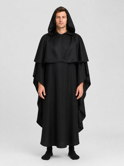 Medieval Long Hooded Cloak for Cosplay on-model view