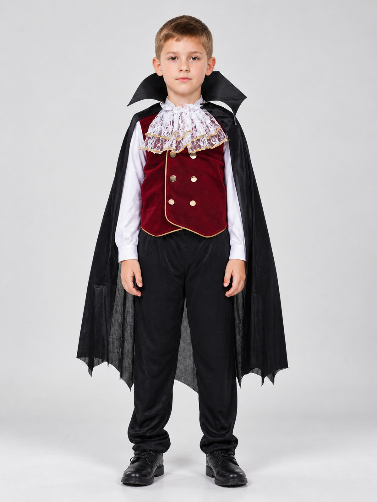 Children’s Vampire Costume with Jabot on-model view