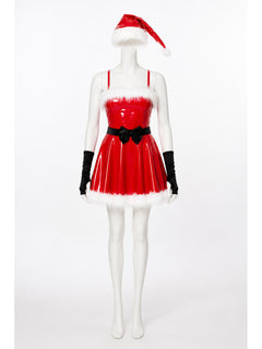 Red New Year's Carnival Costume with White Trim