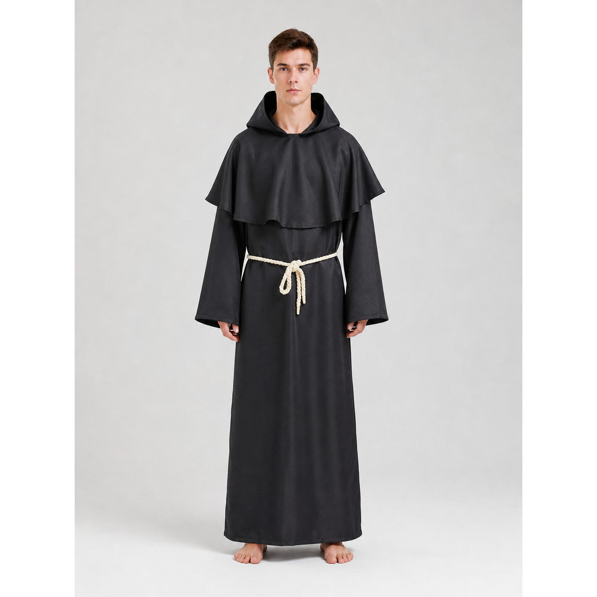 Hooded Monk Costume with Cape and Cross