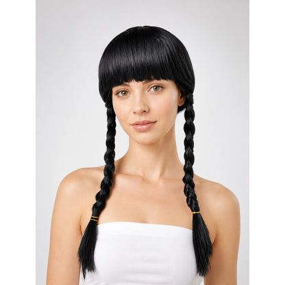 Black Carnival Wig with Long Braids and Bangs main product view