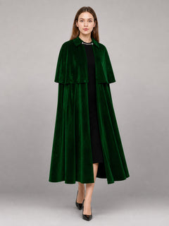 Long Green Carnival Cape with Collar