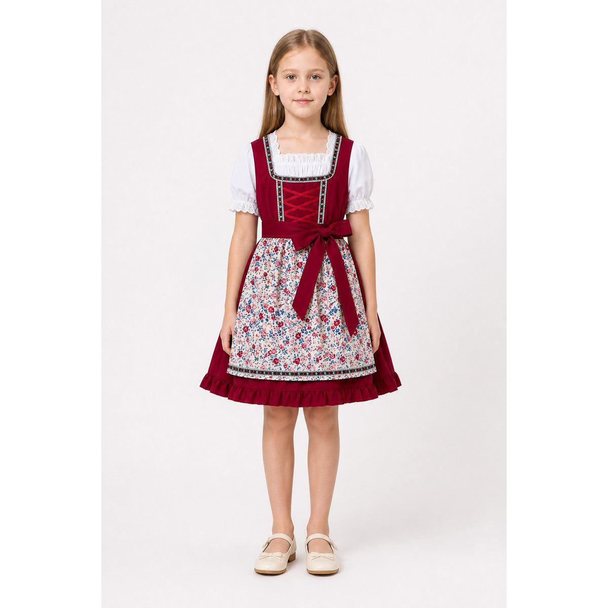 Children's Dirndl-Style Dress with Apron for Oktoberfest