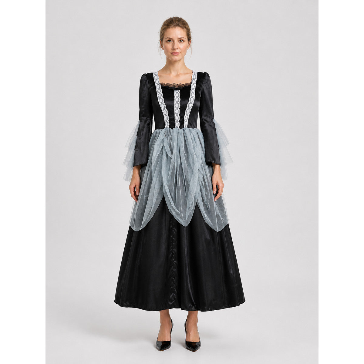 Gothic Vampire Costume, Long Dress on-model view
