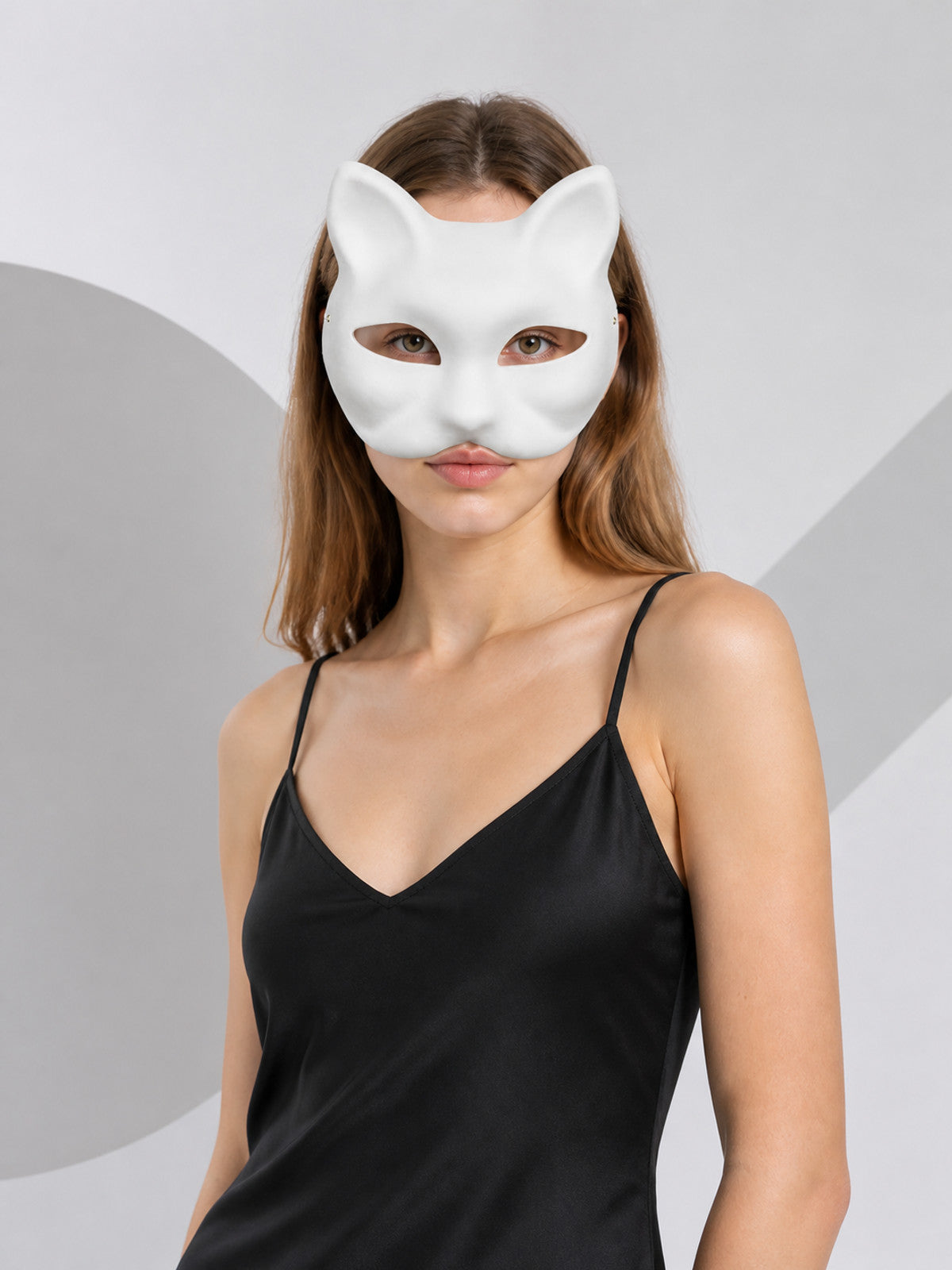 White Cat Half-Mask Halloween Costume Mask