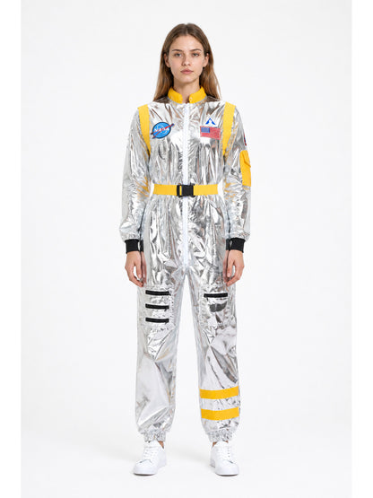Silver Space Jumpsuit with Zippered Pockets main product view