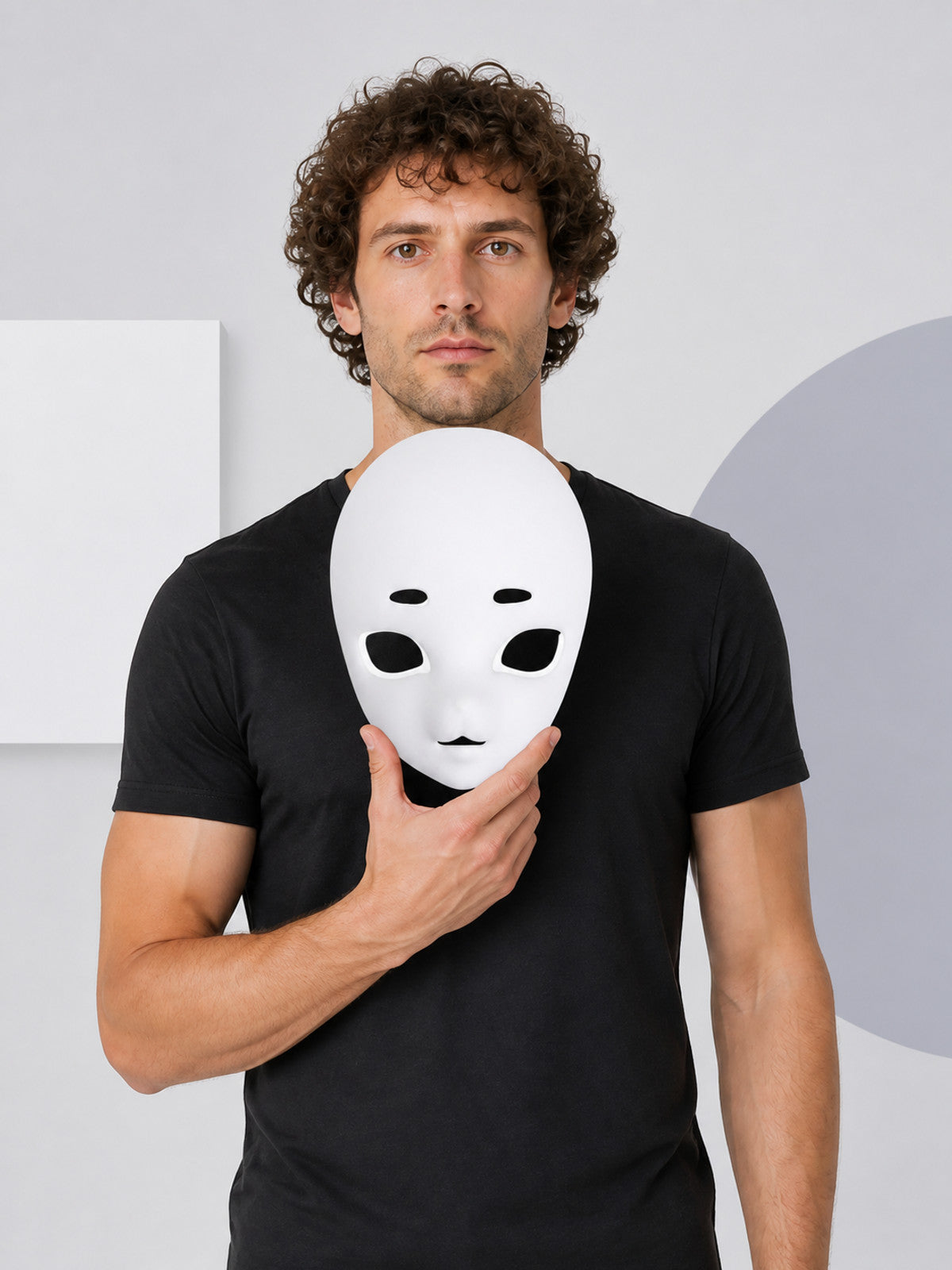White Halloween Mask with Full Face Coverage