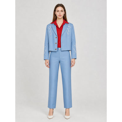 Bruno Three-Piece Suit: Light Blue Blazer, Shirt, and Pants