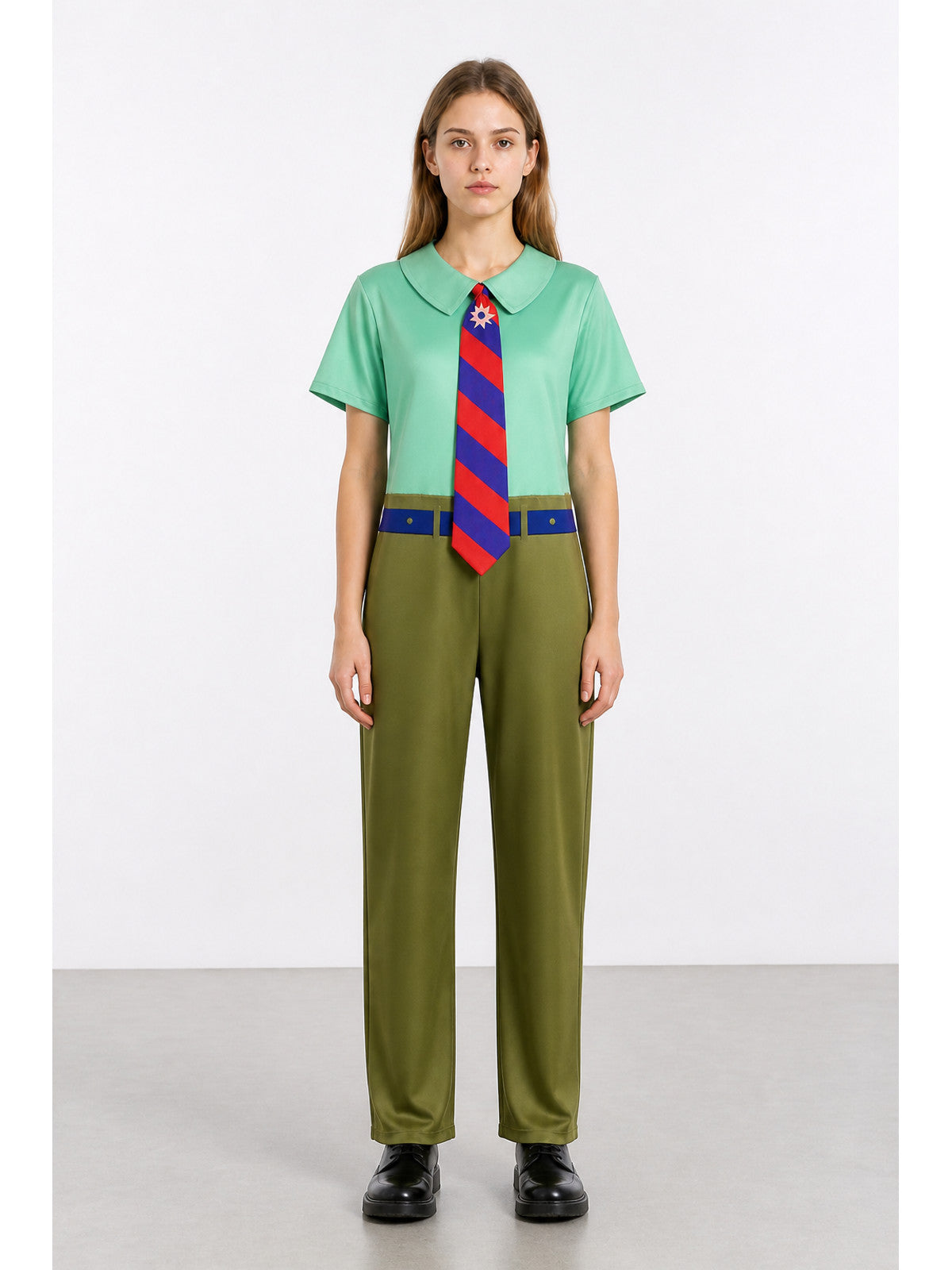 Cosplay Character Jumpsuit with Tie and Belt