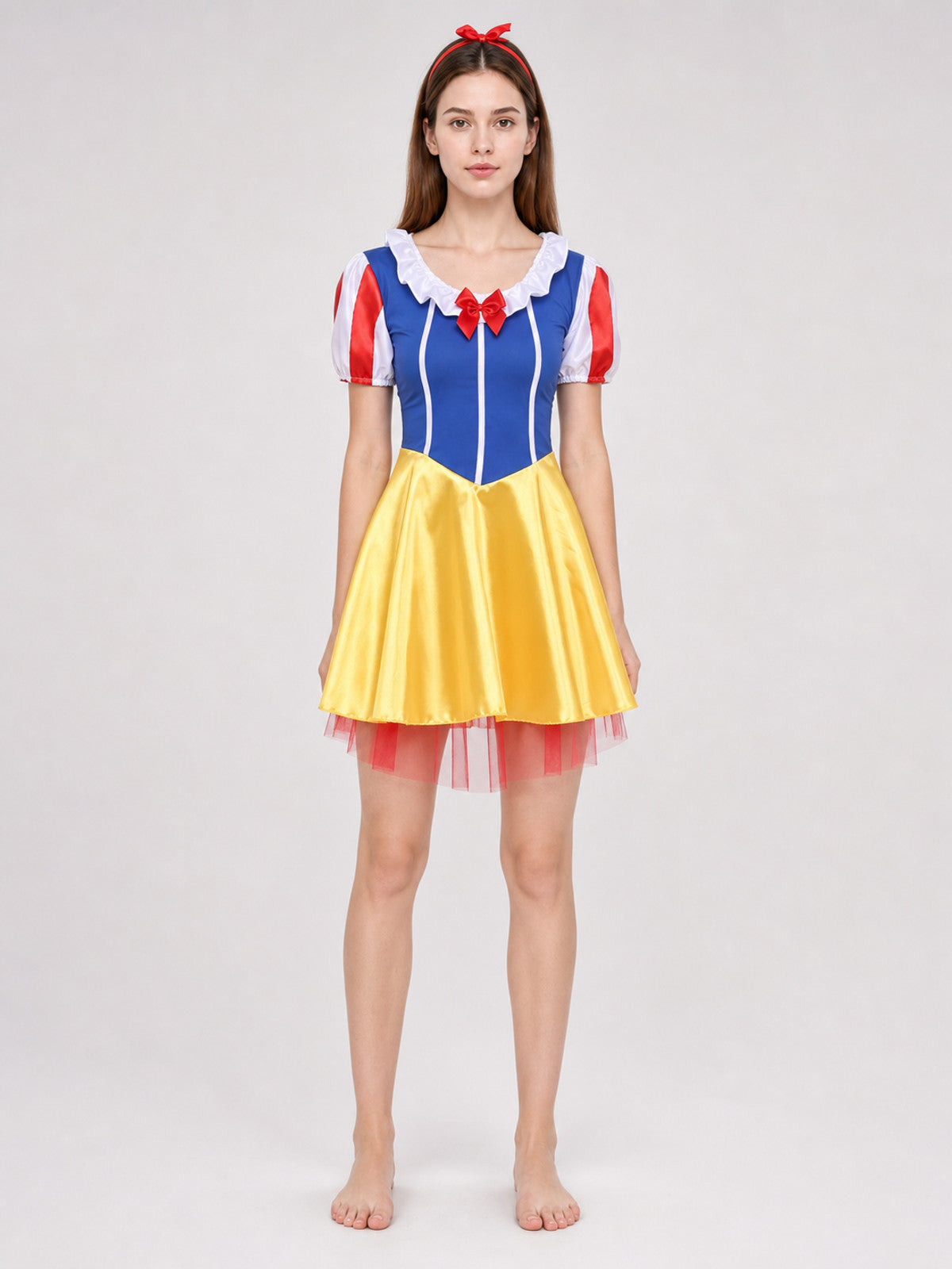 Snow White Cosplay Costume, Bow-Accent Dress