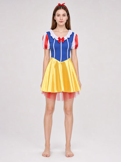 Snow White Cosplay Costume, Bow-Accent Dress