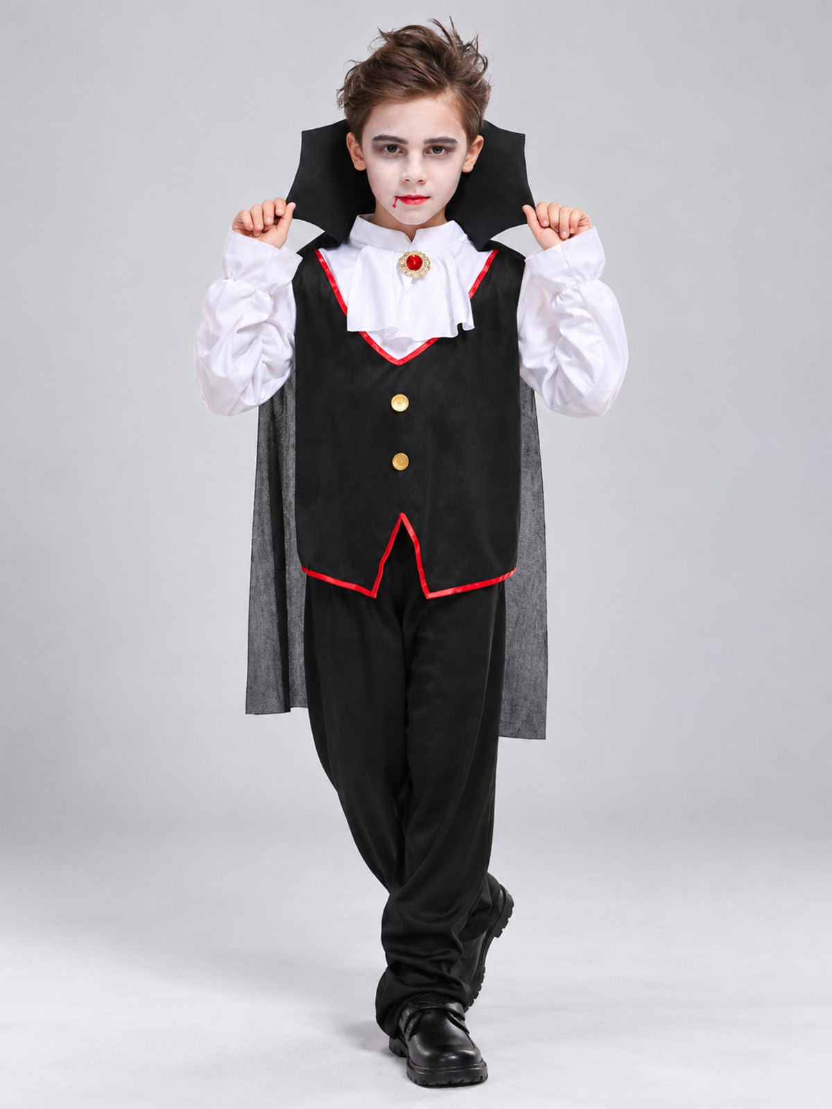 Children's Vampire Costume with Cape on-model view