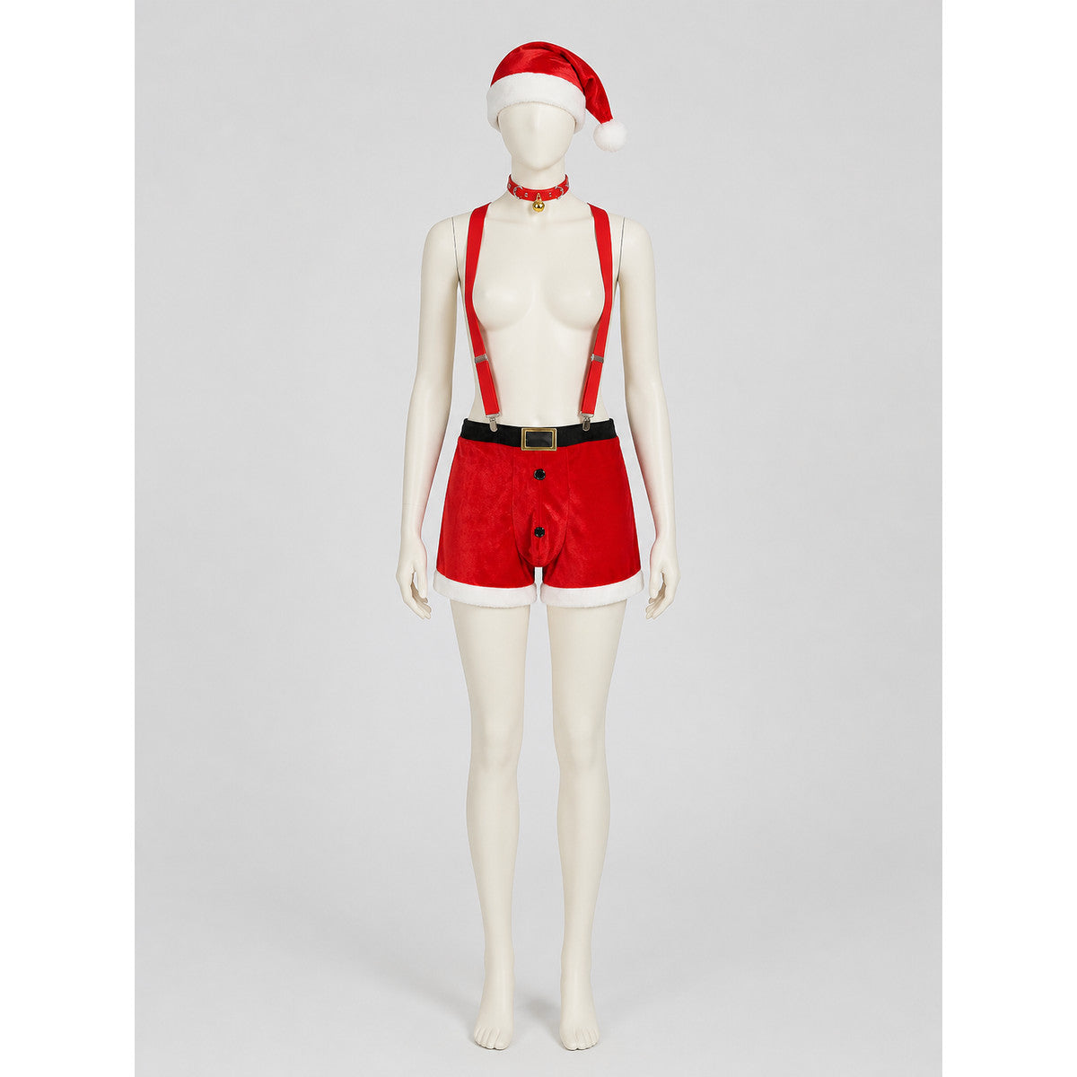 Christmas costume with shorts, hat, and collar