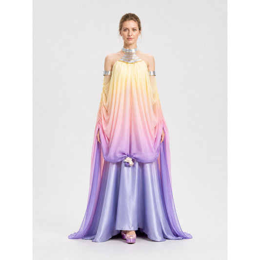Amidala Cosplay Dress with Long Skirt and Sleeves on-model view