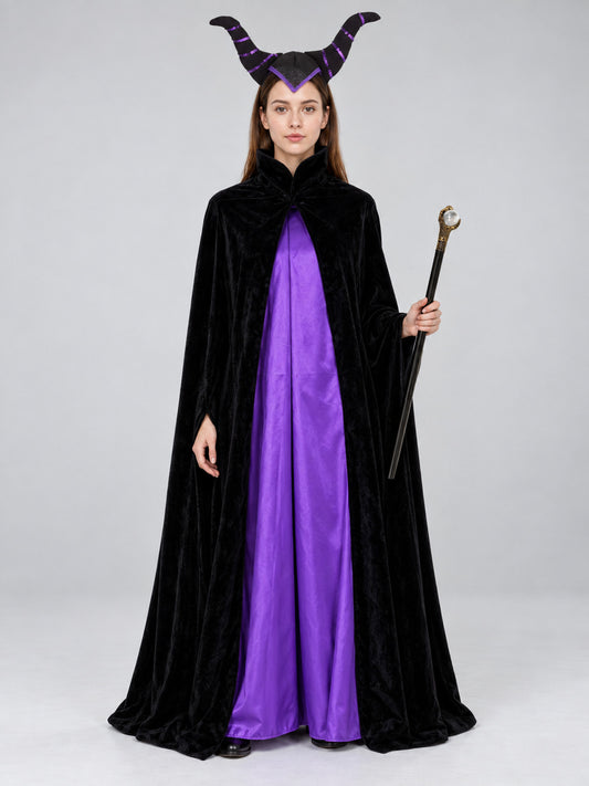Carnival Costume with Cape and Horned Headband on-model view