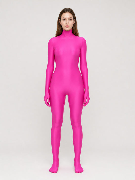 Pink Hooded Morph Costume for Performances front view