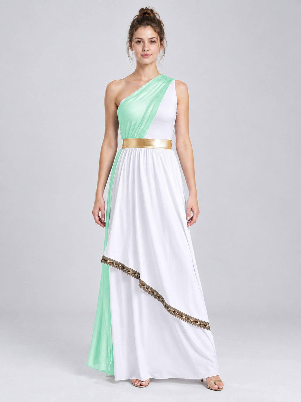 Greek-Style Dress with Draping and a Gold Belt