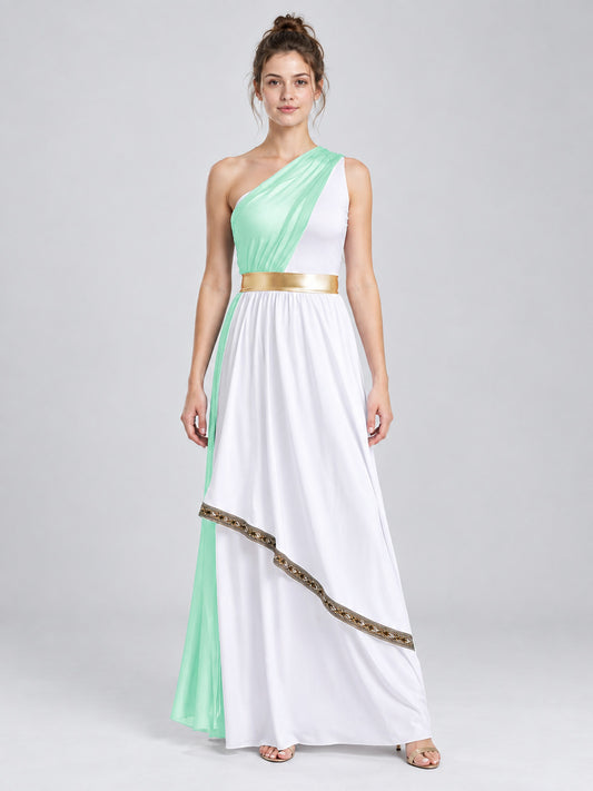 Greek-Style Dress with Draping and a Gold Belt