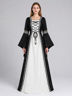 Black Medieval Dress with White Panel