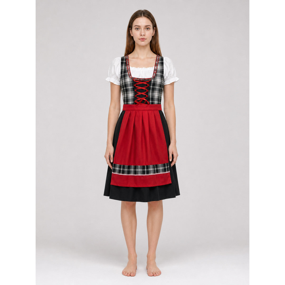 Plaid Dress Costume with Apron and Accessories