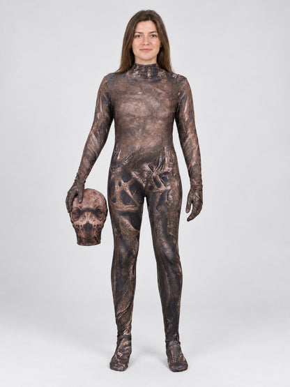 Carnival Costume with Volumetric Mask and Embossed Print