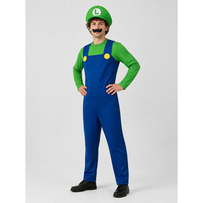 Mario Cosplay Costume with Hat and Mustache